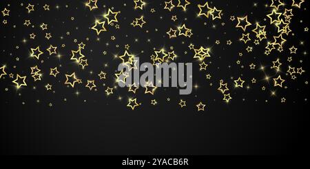Weihnachtssterne-Überlagerung. Magische Sterne, luxuriöses, glitzerndes Konfetti. Weihnachtsstimmung. Vektordarstellung mit festlichen Sternen auf schwarzem Hintergrund. Stock Vektor
