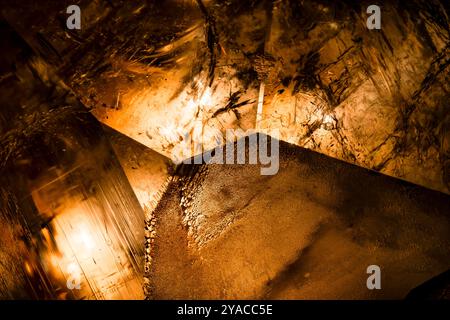 Orange Coelestine. Exemplar aus Darah-i-Laman, Bezirk Qala e Naw, Afghanistan. Makrofotografie Detail Textur Hintergrund. Mineralkristall in Nahaufnahme Stockfoto