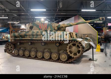 Deutscher Panzer 4 aus dem 2. Weltkrieg im Bovington-Panzermuseum zu sehen. Oktober 2024. Stockfoto