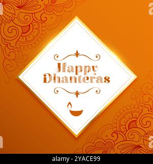 hindus traditioneller Happy Dhanteras kultureller Hintergrund für Geld und Wohlstand Vektor Stock Vektor