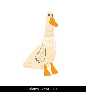 Vektorgans isoliert auf weißem Hintergrund. Handgezeichneter Hausvogelcharakter Stock Vektor