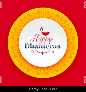 hinduistische traditionelle und kulturelle glückliche Dhanteras wünscht Kartendesign Vektor Stock Vektor