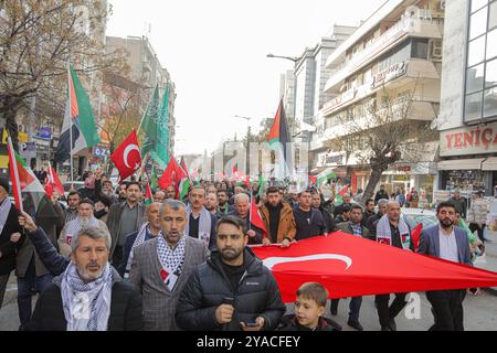 Gaziantep, Turkiye. 31. Dezember 2023. Eine Menschenmenge versammelte sich in Gaziantep, um die Palästinenser zu unterstützen und sich gegen die anhaltenden Angriffe Israels auf den Gazastreifen zu wehren. Die Teilnehmer schwenkten neben der türkischen Flagge die palästinensische Flagge, während sie an die Opfer der jüngsten Angriffe im Nordirak gedenken Stockfoto