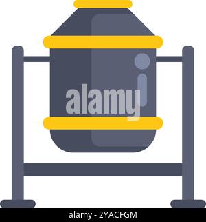 Betonmischer, der auf einem Metalltragerahmen steht, mischt Zement für Bauprojekte Stock Vektor