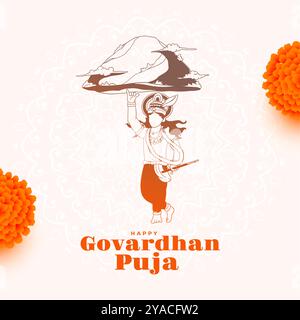 Traditionelles indisches Festival Govardhan Puja Hintergrund für krishna Anbetungsvektor Stock Vektor