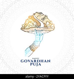 hinduistische religiöse Govardhan Puja Festival Hintergrund für Hingabe und Freude Vektor Stock Vektor