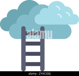 Konzeptionelle Darstellung einer Leiter, die in die Cloud reicht und den Weg zum Erfolg im Cloud-Computing darstellt Stock Vektor