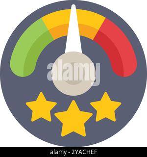 Tachometer mit der Nadel in die grüne Zone zeigt, was für hohe Leistung und positives Feedback steht Stock Vektor