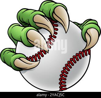 Baseball Ball Claw Cartoon Monster Animal Hand Stock Vektor