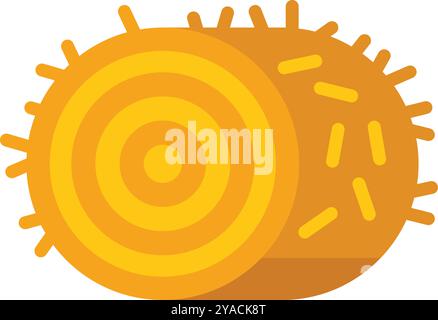 Runder Heuballen, der auf dem Boden liegt, mit sichtbarer, stacheliger Textur und konzentrischen Kreisen von der Seite Stock Vektor