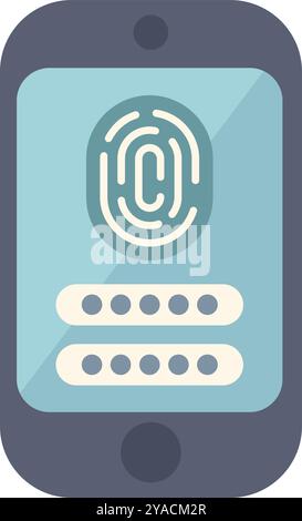 Smartphone zeigt Fingerabdruckscanner und Anmeldebildschirm für Passwörter für verbesserte Sicherheitsmaßnahmen an Stock Vektor