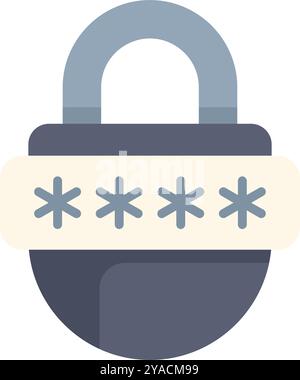 Das Vorhängeschloss zeigt Sternchen als Kennwort, die die Online-Sicherheit und den Datenschutz darstellen Stock Vektor