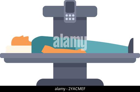 Männlicher Patient liegt auf einer Magnetresonanztomographie - mrt - Maschine, die einem medizinischen Scan unterzogen wird Stock Vektor