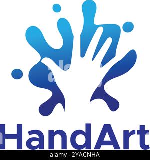 Minimalistisches Hand-Art-Logo mit Tropfenverlauf Stock Vektor