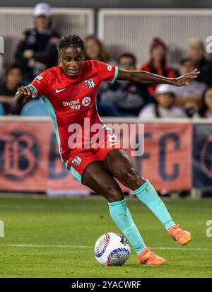 12. Oktober 2024 San Jose, CA USA Kansas City Stürmer Nichelle Prince (8) kontrolliert den Ball während des NWSL-Spiels zwischen Kansas City Current und Bay FC. Kansas Beat Bay FC 1-0 im Pay PAL Park San Jose Kalifornien Thurman James/CSM Stockfoto