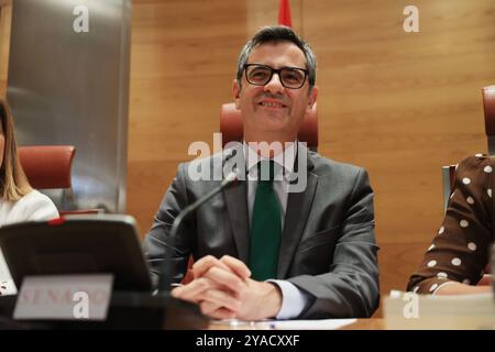 Madrid, 10.02.2024. Senatspalast. Justizausschuss. Erscheinen von Minister Félix Bolaños. Foto: Jaime García. ARCHDC. Quelle: Album / Archivo ABC / Jaime García Stockfoto