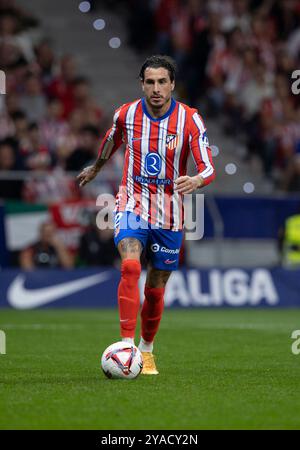 Madrid, 29.09.2024. Das Ligaspiel am 8. Spieltag fand im Civitas Metropolitano Stadion zwischen Atlético de Madrid und Real Madrid mit einem Unentschieden von 1-1 statt. Im Bild Giménez. Foto: Ignacio Gil. ARCHDC. Quelle: Album / Archivo ABC / Ignacio Gil Stockfoto