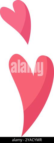 Zwei lebendige Herzformen in verschiedenen Größen schwebten und wecken Gefühle von Liebe und Freude. Die hellen Farben tragen zu einem verspielten und liebevollen Stock Vektor
