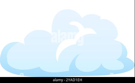 Eine weiche, flauschige Wolke weht faul am klaren blauen Himmel und trägt zu einer friedlichen und ruhigen Atmosphäre an einem sonnigen Tag bei Stock Vektor