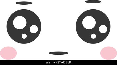 Diese verspielte Illustration zeigt große Cartoon-Augen mit Blasen und rosigen Wangen, die einen skurrilen und charmanten Ausdruck für verschiedene Arten schaffen Stock Vektor