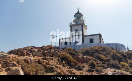 Akrotiri Leuchtturm, Santorin, Griechenland Stockfoto