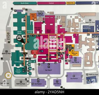 Karte Plan Layout von Ipswich Krankenhaus, Suffolk, England, Großbritannien Stockfoto