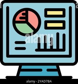 Desktop-Computer mit Diagrammen und Diagrammen, die Datenanalysen und geschäftliche Erkenntnisse darstellen Stock Vektor