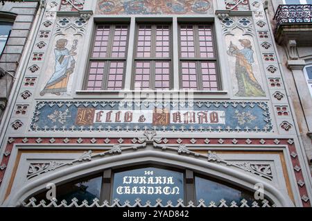 Fassade von Livraria Lello, Buchhandlung, Porto Portugal Stockfoto