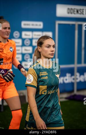 Odense, Dänemark. Oktober 2024. Emma Regan von HB Koge wurde während des Gjensidige Kvindeliga-Spiels zwischen ob Q und HB Koge im Naturenergiepark Odense gesehen. Stockfoto