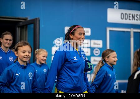 Odense, Dänemark. Oktober 2024. Torhüterin Cayla White von ob Q beim Spiel Gjensidige Kvindeliga zwischen ob Q und HB Koge im Naturenergiepark Odense. Stockfoto