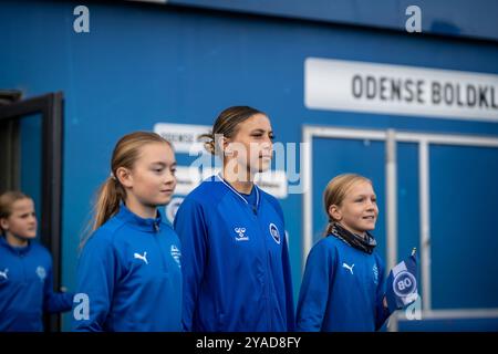 Odense, Dänemark. Oktober 2024. Zoe Hasenauer von ob Q beim Gjensidige Kvindeliga Spiel zwischen ob Q und HB Koge im Naturenergiepark Odense. Stockfoto