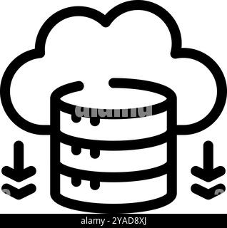 Einfacher Vektor, der Daten anzeigt, die von einem Cloud-Server in eine Datenbank heruntergeladen werden Stock Vektor
