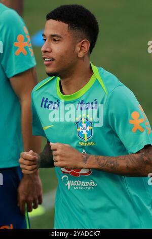 12. Oktober 2024: Savinho vom brasilianischen Team während des Trainings im Bezerrao Stadion. Das Team bereitet sich auf Peru in der 10. Runde der südamerikanischen Qualifikation zur FIFA Fussball-Weltmeisterschaft 2026 vor. Stockfoto