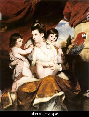 REYNOLDS, Sir Joshua (* 1723, Plympton Earl, d. 1792, London) Lady Cockburn and her Three Elest Sons 1773 Oil on Canvas, 141,5 x 113 cm National Gallery, London in seinem siebten Discourse on Art, der 1776 an der Royal Academy gehalten wurde, verkündete Reynolds: er... der in seiner Praxis der Porträtmalerei sein Motiv würdevoll machen will, von dem wir annehmen, dass es eine Dame ist, wird sie nicht in das moderne Kleid malen, dessen Vertrautheit allein ausreicht, um jede würde zu zerstören... Er kleidet seine Figur etwas mit der allgemeinen Atmosphäre der Antike um der würde willen und bewahrt etwas Stockfoto