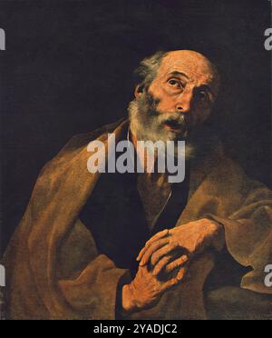 RIBERA, Jusepe de (* 1591, Játiva, d. 1652, Neapel) St. Peter – Öl auf Leinwand, 75 x 63 cm Eremitage, St. Petersburg *** Stichwörter: ************* Autor: RIBERA, Jusepe de Titel: St Peter Zeitlinie: 1601-1650 Schule: Spanisch Form: Malerei Art: Religiös Stockfoto