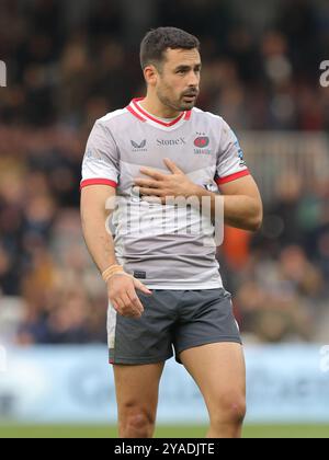 London, Vereinigtes Königreich. 13. Oktober 2024. Alex Lozowski von Saracens während des Gallagher Premiership Rugby Spiels zwischen Harlequins und Saracens auf der Twickenham Stoop. Quelle: Jay Patel/Alamy Live News Stockfoto