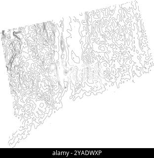 Detaillierte Konturkarte des Bundesstaates Connecticut, die die abwechslungsreiche Topographie von Küstenebenen bis hin zu sanften Hügeln hervorhebt Stock Vektor