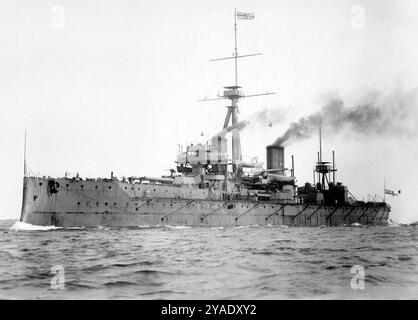 HMS Dreadnought. Foto des britischen Schlachtschiffs HMS Dreadnought im Jahr 1906 Stockfoto