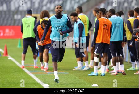 Brüssel, Belgien Oktober 2024. Frankreichs Marcus Thuram wurde während eines Trainings der französischen Fußballnationalmannschaft im ROI Baudoin Stadion in Brüssel am Sonntag, den 13. Oktober 2024, in Aktion gezeigt. Die französische Nationalmannschaft spielt morgen gegen die Red Devils, für die UEFA Nations League 2025. BELGA FOTO VIRGINIE LEFOUR BELGA FOTO VIRGINIE LEFOUR Credit: Belga Nachrichtenagentur/Alamy Live News Stockfoto