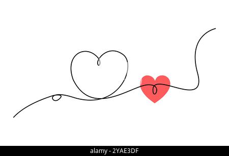 Herzlinien. Durchgehende Herzlinienzeichnung schicke minimalistische Illustration. Symbol der Liebe eine Linie abstrakte minimalistische Umrisszeichnung Stock Vektor