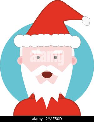 Flache Gesichtsdarstellung des lächelnden weihnachtsmanns Stockfoto