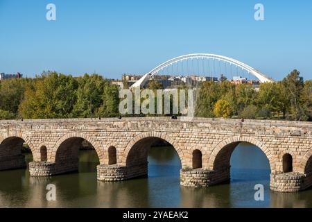 Römische Brücke in Merida, Caceres, Extremadura, Spanien, Europa Stockfoto