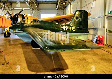National Museum of Flight Scotland ein kometenbetriebenes Komet-Kampfflugzeug aus dem 2. Weltkrieg Messerscmitt ME 163 Stockfoto