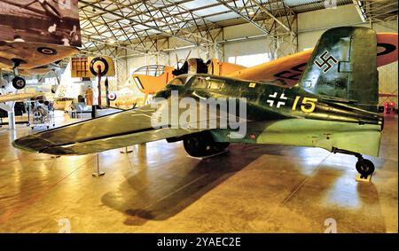 National Museum of Flight Scotland ein kometenbetriebenes Komet-Kampfflugzeug aus dem 2. Weltkrieg Messerscmitt ME 163 Stockfoto