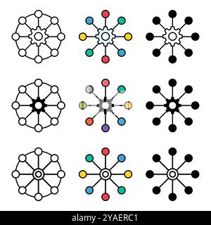 Satz digitaler Multichannel-Designsymbole, kanalübergreifendes Flachwebsymbol, Internet-Vektordarstellung. Stock Vektor