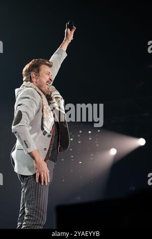 Sänger Manolo García tritt während eines Tourkonzerns im Wizcenter in Madrid auf, 13. Oktober 2024 Spanien Stockfoto