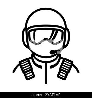 Pilotsymbol oder modernes Liniensymbol. Vektorgrafik und Ikonendesign mit auffälligen Konturen. Schwarz-weiß Pixel Perfect minimalistisches Symbol isoliert weiß Stock Vektor