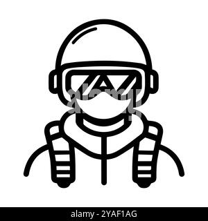 Pilotsymbol oder modernes Liniensymbol. Vektorgrafik und Ikonendesign mit auffälligen Konturen. Schwarz-weiß Pixel Perfect minimalistisches Symbol isoliert weiß Stock Vektor