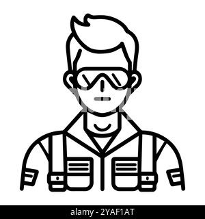 Pilotsymbol oder modernes Liniensymbol. Vektorgrafik und Ikonendesign mit auffälligen Konturen. Schwarz-weiß Pixel Perfect minimalistisches Symbol isoliert weiß Stock Vektor