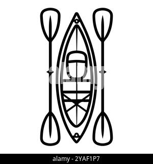 Kajaksymbol oder modernes Liniensymbol. Vektorgrafik und Ikonendesign mit auffälligen Konturen. Schwarz-weiß Pixel Perfect minimalistisches Symbol isoliert weiß Stock Vektor